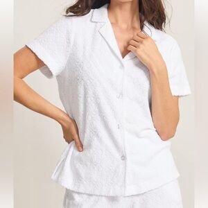 Tommy Bahama white Terry Textured beach Shirt medium